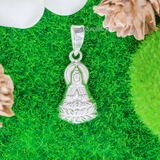 Mặt Dây Chuyền Bạc Nữ Tượng Phật Quan Thế Âm Bồ Tát Size Vừa Rỗng Mặt Sau M2409240057