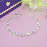 Lắc Tay Bạc Nữ S990 Nguyên Chất Đá Trái Tim Lấp Lánh Tinh Tế L2410070048