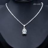 Mặt Dây Chuyền Bạc Nữ Phong Thủy Cóc Ngậm Kim Tiền Đá Trắng Size Nhỏ M2412170006