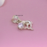 Mặt Dây Chuyền Bạc Nữ Hai Con Cá Heo Đá Trắng Nhỏ Xinh M2409230013