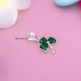 Mặt Dây Chuyền Bạc Nữ Hình Cỏ 3 Lá Màu Xanh May Mắn M2409210011