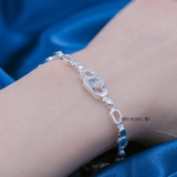 Lắc Tay Bạc Nữ Hình Chữ Nhật Đá Xanh Dương Nổi Bật L2410130022