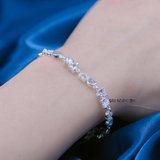 Lắc Tay Bạc Nữ S990 Nguyên Chất Đá Trái Tim Lấp Lánh Tinh Tế L2410070048