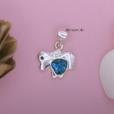 Mặt Dây Chuyền Bạc Trẻ Em Hình Chú Chói Đá Trái Tim Xanh M2409270052