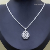 Mặt Dây Chuyền Bạc Nữ Hoa 6 Cánh Đính Đá Nhụy Ngọc Trai Đẹp Xuất Sắc M2412170114