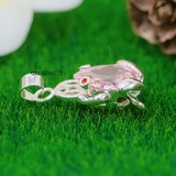 Mặt Dây Chuyền Bạc Nữ Phong Thủy Cóc Ngậm Kim Tiền Đá Hồng M2412170005