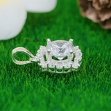 Mặt Dây Chuyền Bạc Nữ Phong Thủy Hoa Tròn Đá Trắng M2409250037