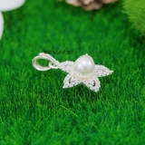 Mặt Dây Chuyền Bạc Nữ Hoa 5 Cánh Đính Đá Nhụy Ngọc Trai Nhỏ Xinh M2412170112