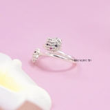 Nhẫn Bạc Trẻ Em Hình Mặt Mèo Kitty Đính Đá Free Size N2409030036