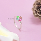 Nhẫn Bạc Trẻ Em Hình Bông Hoa Nhiều Màu