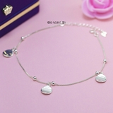 Lắc Chân Bạc Nữ S925 Dạng Sợi Mì Vuông Mặt Tròn Trơn L2410140063