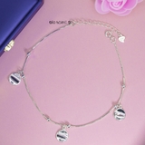 Lắc Chân Bạc Nữ S925 Dạng Sợi Mì Vuông Mặt Tròn Trơn L2410140063