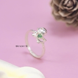 Nhẫn Bạc Trẻ Em Hình Con Vịt Gắn Đá Xanh Ngọc N2409030059