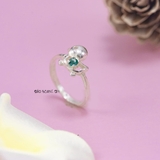 Nhẫn Bạc Trẻ Em Hình Con Vịt Gắn Đá Xanh Dương N2409030056