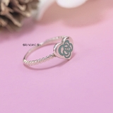 Nhẫn Bạc Trẻ Em Hình Trái Tim Bông Hoa Màu Xanh N2409040022