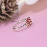 Nhẫn Bạc Trẻ Em Hình Vuông In Chữ Love N2409040034