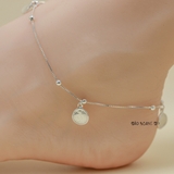 Lắc Chân Bạc Nữ S925 Dạng Sợi Mì Vuông Mặt Tròn Trơn L2410140063