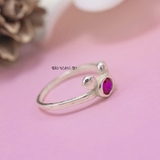 Nhẫn Bạc Trẻ Em Hình Mặt Gấu Gắn Đá Đỏ N2409030061