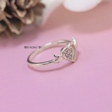 Nhẫn Bạc Trẻ Em Hình Trái Tim Có Cánh Đính Đá