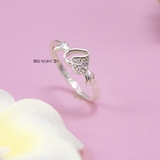 Nhẫn Bạc Trẻ Em Hình Trái Tim Có Cánh Đính Đá