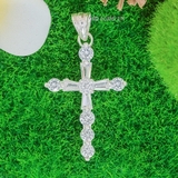 Mặt Dây Chuyền Bạc Nữ Tượng Thánh Giá Không Có Tượng Chúa Giêsu Đính Đá Lấp Lánh  M2412170010