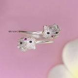 Nhẫn Bạc Trẻ Em Hình Mặt Mèo Kitty Đính Đá Free Size N2409030036