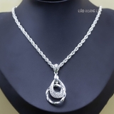 Mặt Dây Chuyền Bạc Nữ Vòng Tròn Xoắn Kết Hợp Hình Giọt Nước M2412170026