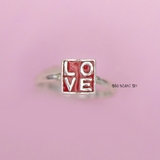 Nhẫn Bạc Trẻ Em Hình Vuông In Chữ Love N2409040034