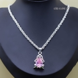 Mặt Dây Chuyền Bạc Nữ Phong Thủy Cóc Ngậm Kim Tiền Đá Hồng M2412170005