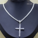 Mặt Dây Chuyền Bạc Nữ Tượng Thánh Giá Không Có Tượng Chúa Giêsu Đính Đá Lấp Lánh  M2412170010