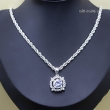 Mặt Dây Chuyền Bạc Nữ Phong Thủy Hoa Tròn Đá Trắng M2409250037