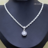 Mặt Dây Chuyền Bạc Nữ Phong Thủy Mặt Tròn Đá Trắng M2409250034