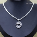 Mặt Dây Chuyền Bạc Nữ Thiết Kế Sáng Tạo Trái Tim 2 Vòng Nổi Bật M2412170080