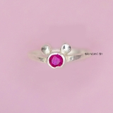 Nhẫn Bạc Trẻ Em Hình Mặt Gấu Gắn Đá Đỏ N2409030061