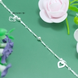 Lắc Chân Bạc Nữ S925 Dạng Sợi Hình Mặt Gấu Và Trái Tim L2410150030