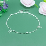 Lắc Chân Bạc Nữ S925 Dạng Sợi Hình Mặt Gấu Và Trái Tim L2410150030