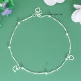 Lắc Chân Bạc Nữ S925 Dạng Sợi Hình Mặt Gấu Và Trái Tim L2410150030