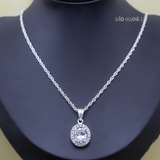 Mặt Dây Chuyền Bạc Nữ Hình Bầu Dục Đính Đá Lấp Lánh M2412170070
