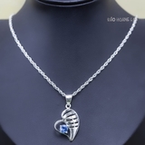 Mặt Dây Chuyền Bạc Nữ Hình Trái Tim Đá Xanh Dương Nổi Bật M2412170053