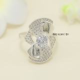 Nhẫn Bạc Nữ Hình Cánh Quạt Đính Đá Sang Trọng N2412110014