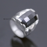 Nhẫn Bạc Nam Phong Thủy Đá Đen Hình Chữ Nhật Dài Đúc Trơn Đơn Giản Khỏe Khoắn N2407050009