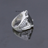 Nhẫn Bạc Nam Phong Thủy Đá Đen Hình Chữ Nhật Đúc Hình Đầu Rắn Hổ Mang Mạnh Mẽ N2407050014