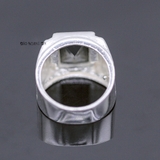 Nhẫn Bạc Nam Phong Thủy Đá Đen Vuông Đúc Hình Chữ S Đính Đá 2 Ly N2407050004