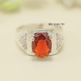 Nhẫn Bạc Trẻ Em Cho Bé Trai Đá Oval Đỏ Nổi Bật N2412070019