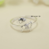 Nhẫn Bạc Trẻ Em Hình Con Vịt Gắn Đá Trắng N2409030058