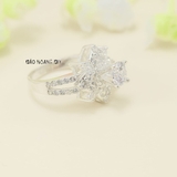 Nhẫn Bạc Nữ Đá Ổ Cao Bản To Hình Bông Hoa Gắn Đá Sang Trọng Quý Phái N2408300054
