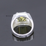 Nhẫn Bạc Nam Phong Thủy Đá Xanh Lục N2408080019