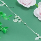 Lắc Chân Bạc Nữ S925 Dạng Sợi Mì Vuông Cỏ 4 Lá Đính Đá Xinh Xắn L2410140064