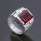 Nhẫn Bạc Nam Phong Thủy Đá Đỏ N2407090019