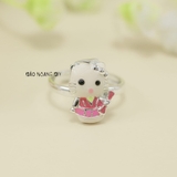 Nhẫn Bạc Trẻ Em Mèo Kitty Hồng Dễ Thương Free Size N2412070015
